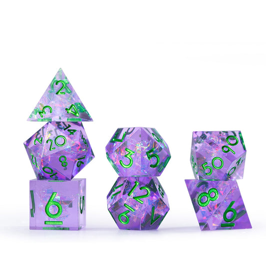 Dreamveil Amethyst Gold 7-Piece Polyhedral Dice Set