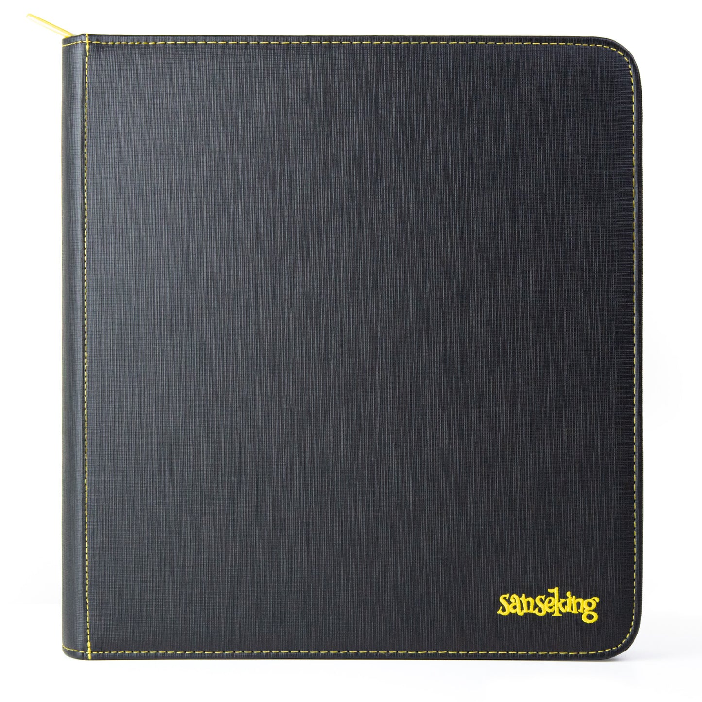 Black Grid 4/9/12-Pocket PU Binder with Waffle Pages