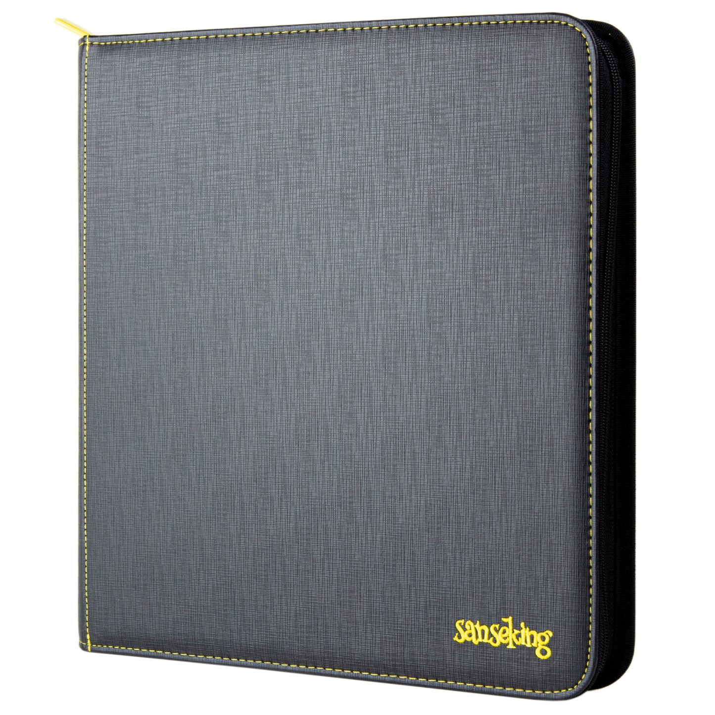 Black Grid 4/9/12-Pocket PU Binder with Waffle Pages