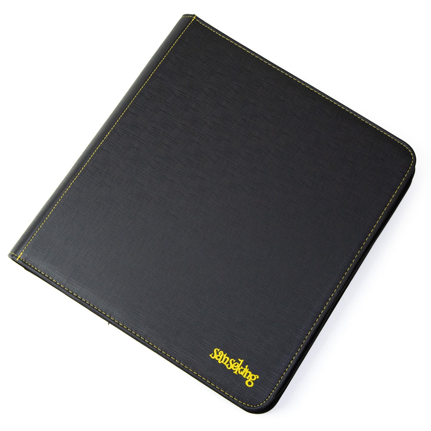 Black Grid 4/9/12-Pocket PU Binder with Waffle Pages