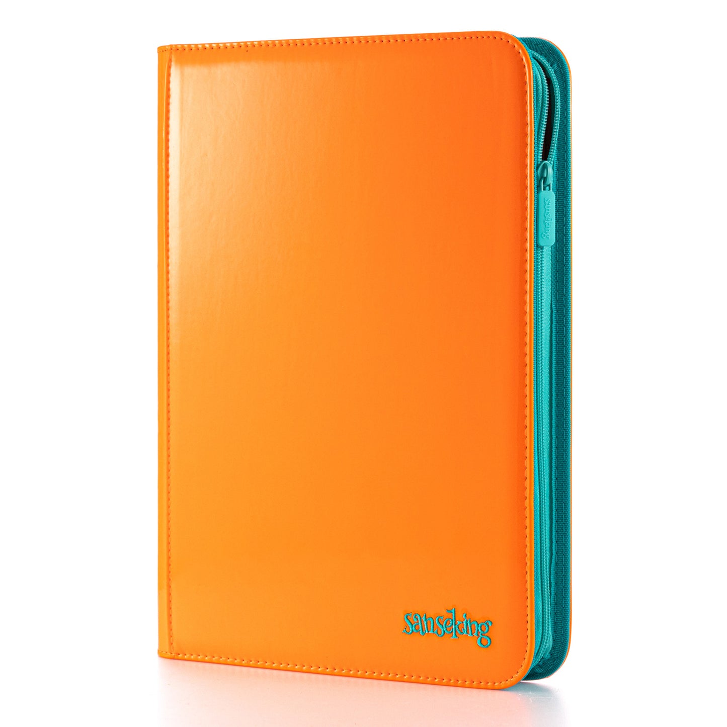 Coral Binder Series PU Leather Zipper 9-Pocket Coral Orange
