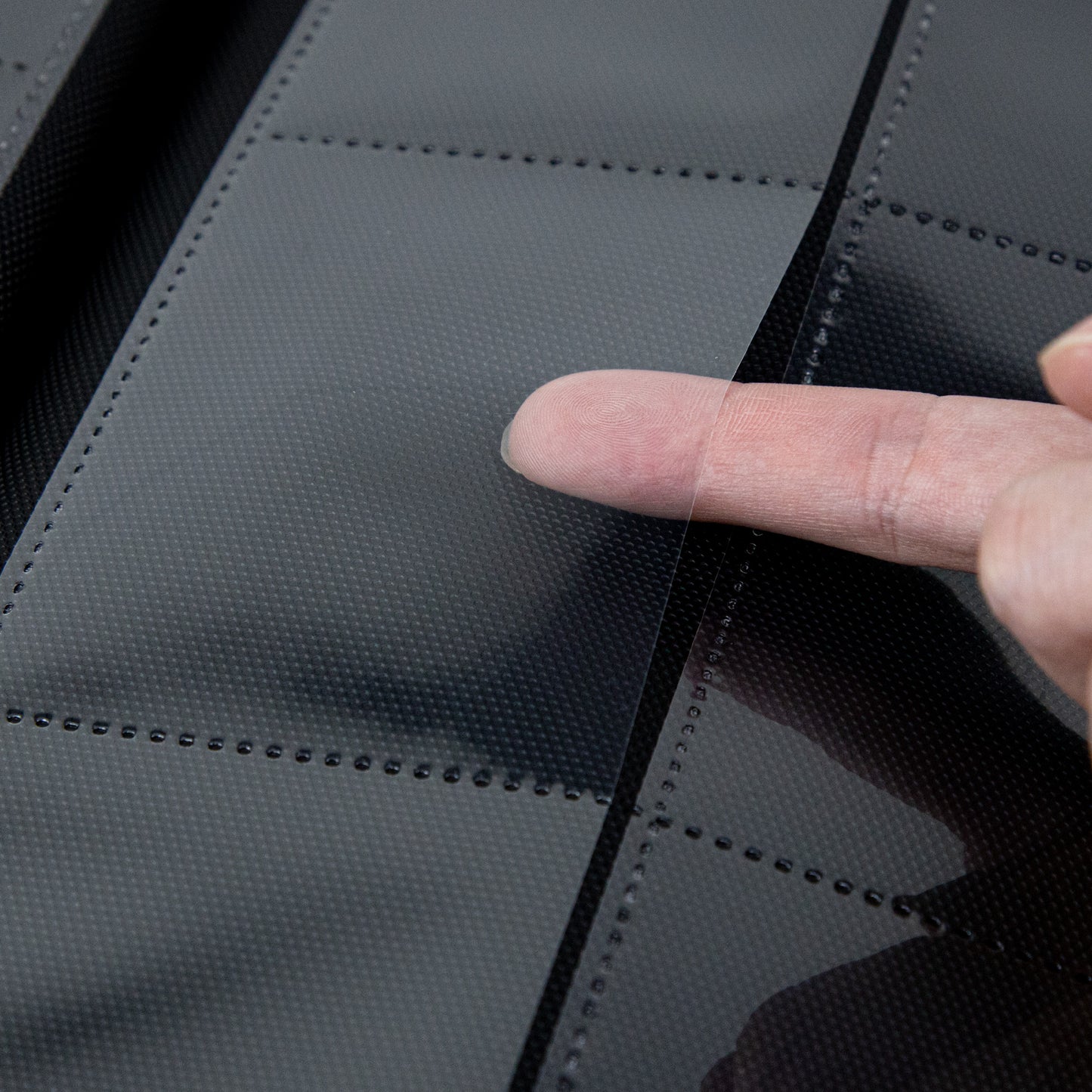 Black Grid 4/9/12-Pocket PU Binder with Waffle Pages