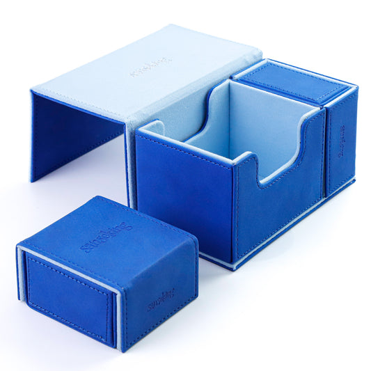 TCG Commander Deck Box with Dice Tray Lamb Leather (Blue)