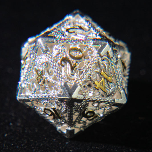D&D Hollowed Metal Dice Set Cthulhu  (White and Yellow)