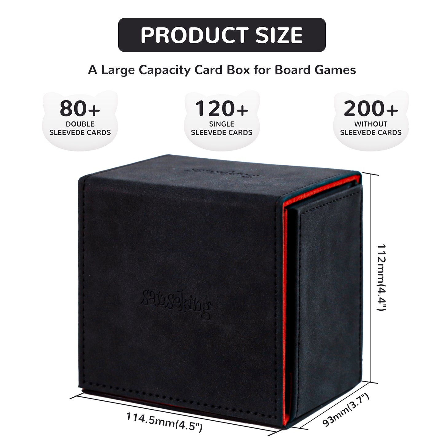 Sanseking TCG Commander Deck Box for MTG Commander Deck Box with Dice Tray Lamb Leather Tcg Deck Box Magic Commander Deck Box for MTG TCG CCG (Black)