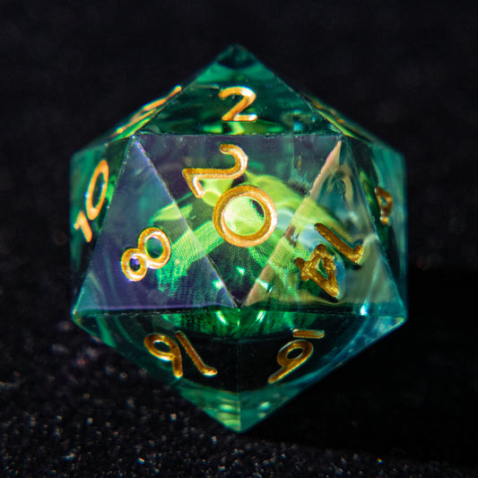 D&D Multi-faceted Resin Dice Set  (Green Dragon Eye)