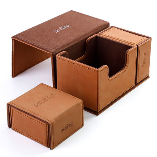 TCG Commander Deck Box with Dice Tray Lamb Leather (Brown)