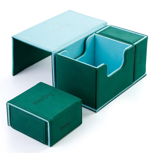 TCG Commander Deck Box with Dice Tray Lamb Leather (Green)