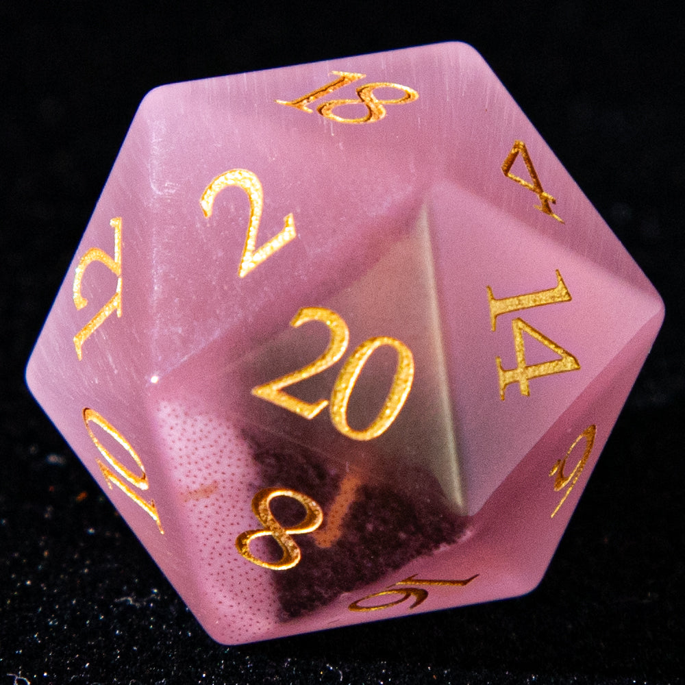 D&D Multi-faceted Gemstone Engraved Dice Set (Pink)