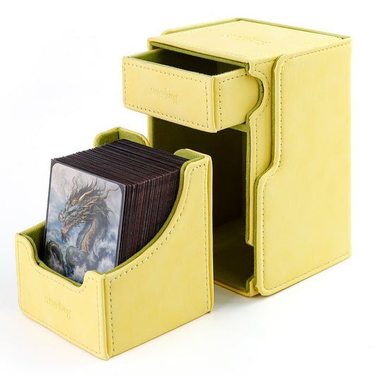 TCG Commander Deck Box with Dice Tray Lamb Leather (Yellow)