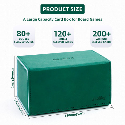 TCG Commander Deck Box with Dice Tray Lamb Leather (Green)