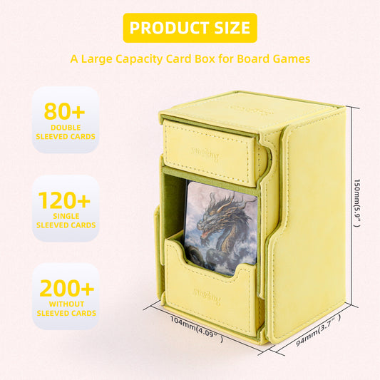 TCG Commander Deck Box with Dice Tray Lamb Leather (Yellow)