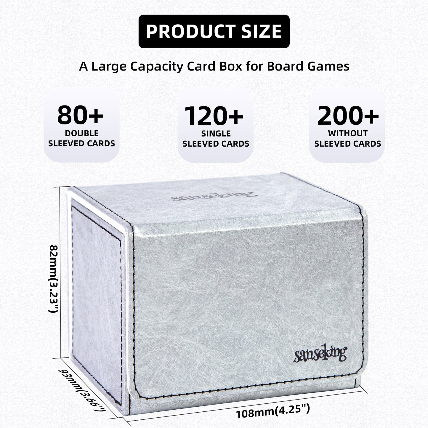 Magic Deck Box Fits 100+ yvek® (Horizontal,Silver)