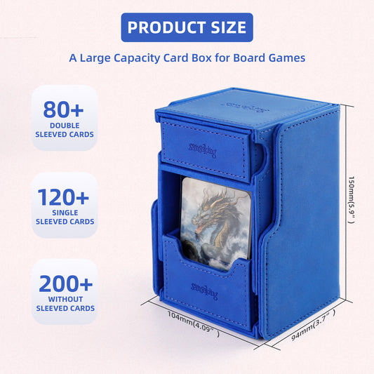 TCG Commander Deck Box with Dice Tray Lamb Leather (Blue)