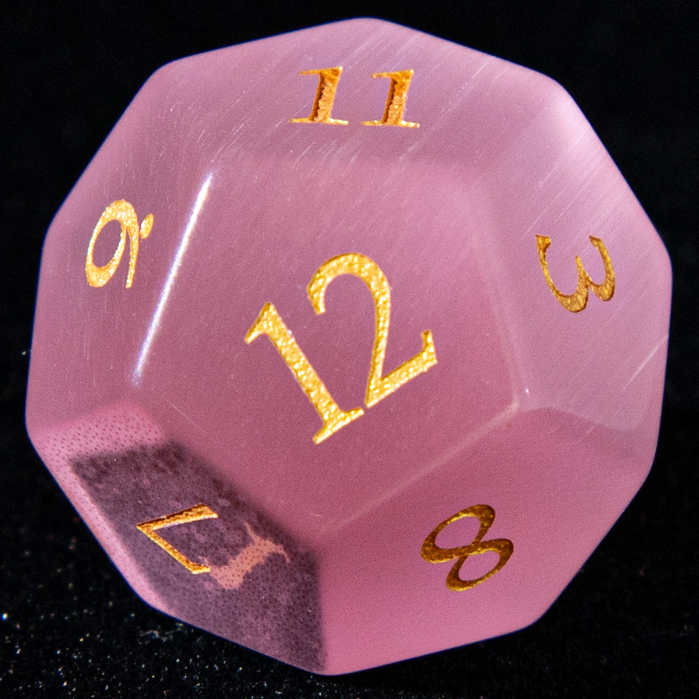 D&D Multi-faceted Gemstone Engraved Dice Set (Pink)