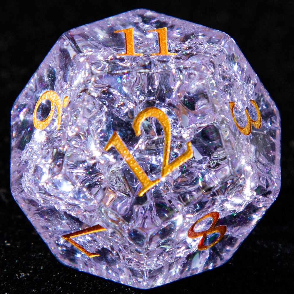 Sanseking D&D Internally fragmented Glass Engraved Dice Set (Purple)