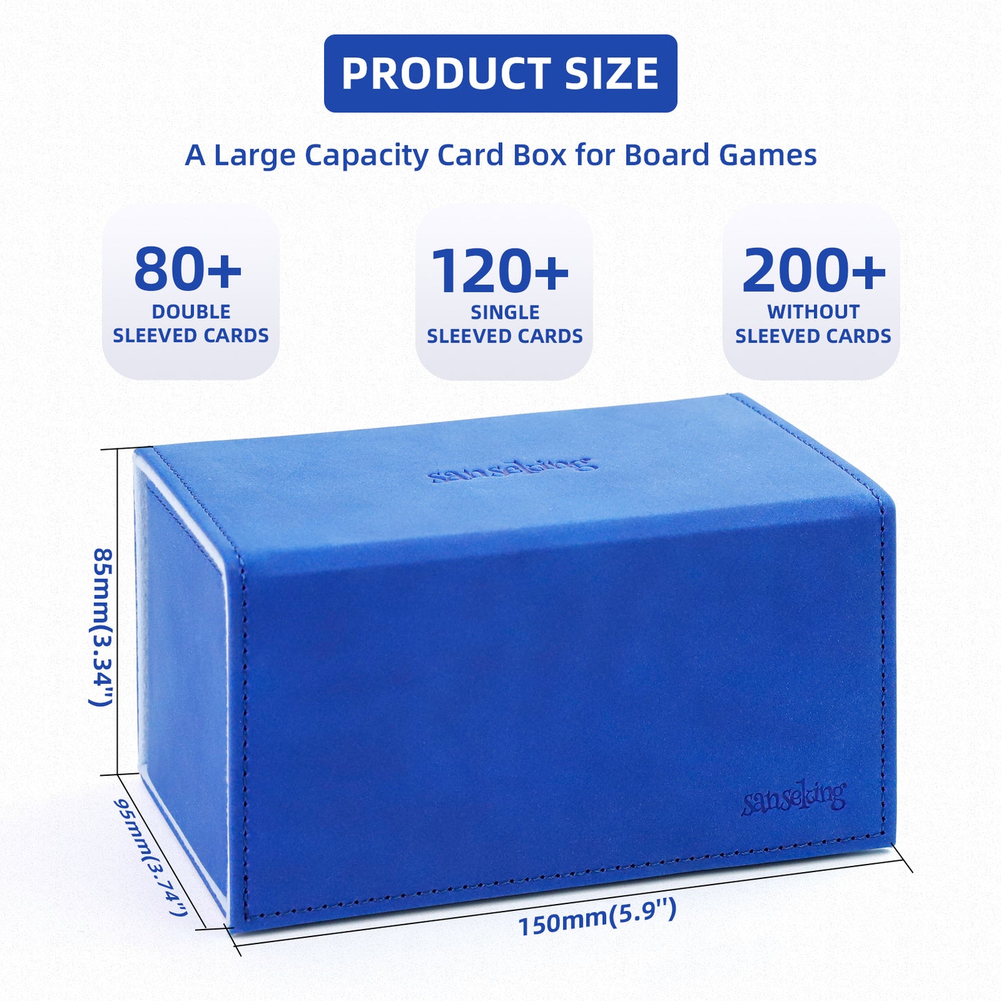 TCG Commander Deck Box with Dice Tray Lamb Leather (Blue)