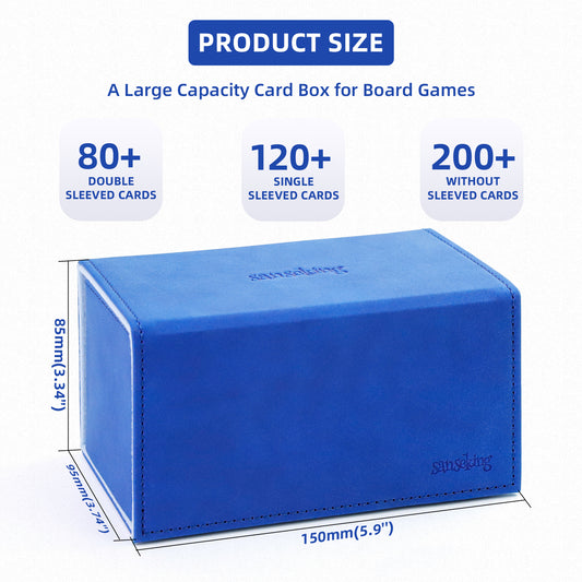 TCG Commander Deck Box with Dice Tray Lamb Leather (Blue)