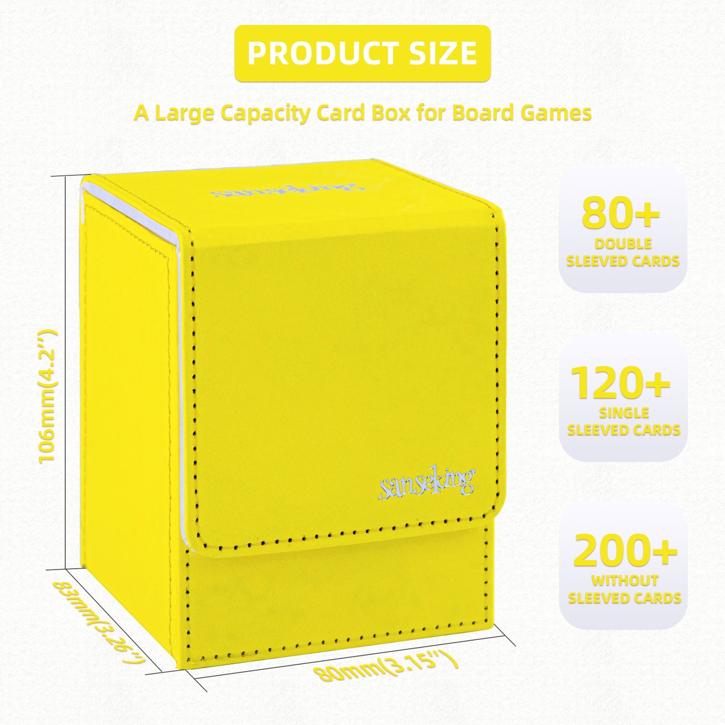 Magic Deck Box Fits 100+ yvek® (Vertical,Yellow)