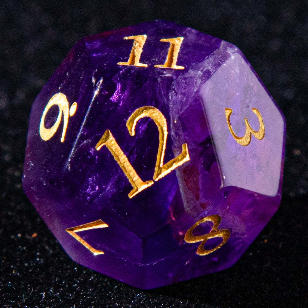 Sanseking D&D Amethyst Gemstone Engraved Dice Set Moon (Purple)