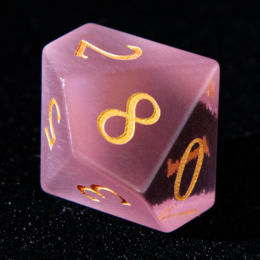 D&D Multi-faceted Gemstone Engraved Dice Set (Pink)