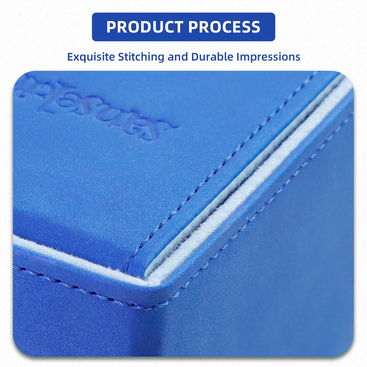 TCG Commander Deck Box with Dice Tray Lamb Leather (Blue)