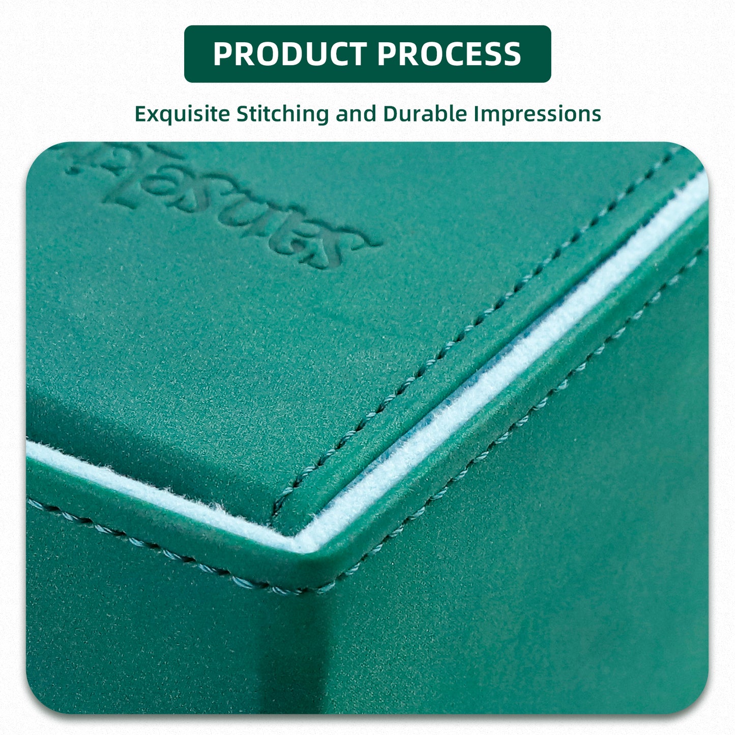 TCG Commander Deck Box with Dice Tray Lamb Leather (Green)