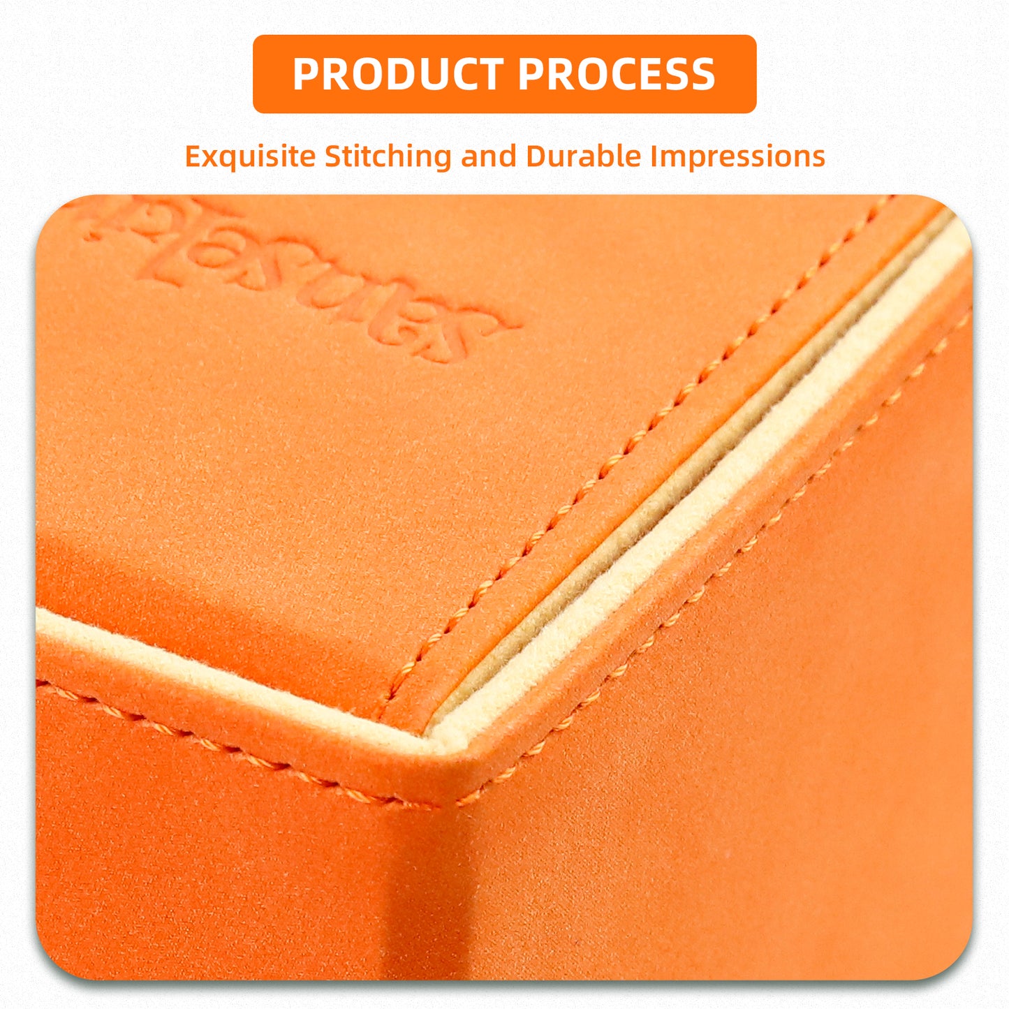 Sanseking TCG Commander Deck Box for MTG Commander Deck Box with Dice Tray Lamb Leather Tcg Deck Box Magic Commander Deck Box for MTG TCG CCG(Orange)