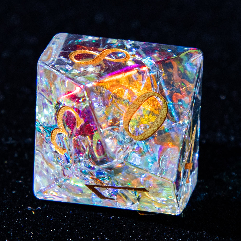 Sanseking D&D Multi-faceted Prism Glass Gemstone Engraved Dice Set (Colour)