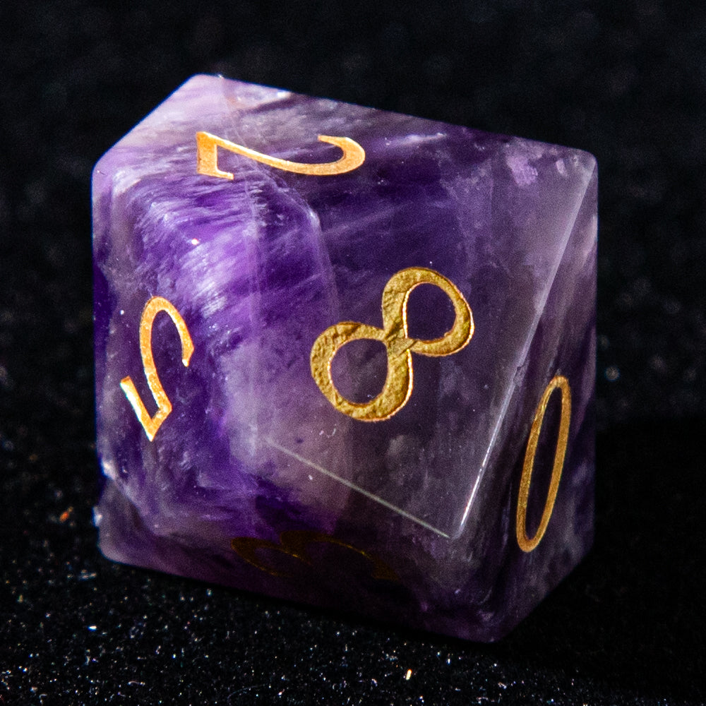Sanseking D&D Amethyst Gemstone Engraved Dice Set Moon (Purple)