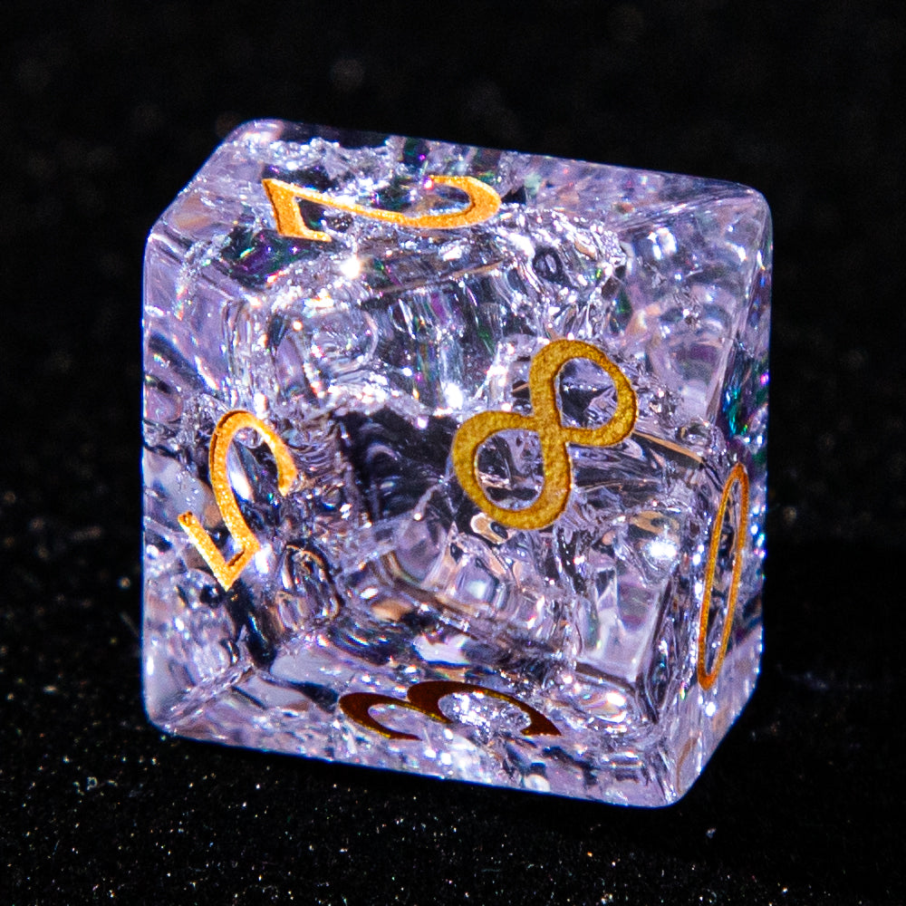 Sanseking D&D Internally fragmented Glass Engraved Dice Set (Purple)