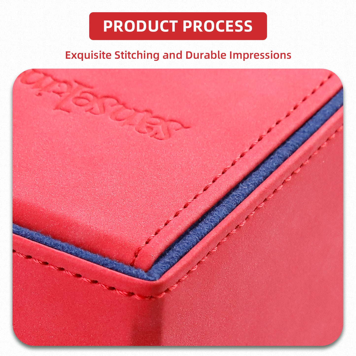 Sanseking TCG Commander Deck Box for MTG Commander Deck Box with Dice Tray Lamb Leather Tcg Deck Box Magic Commander Deck Box for MTG TCG CCG(Red)