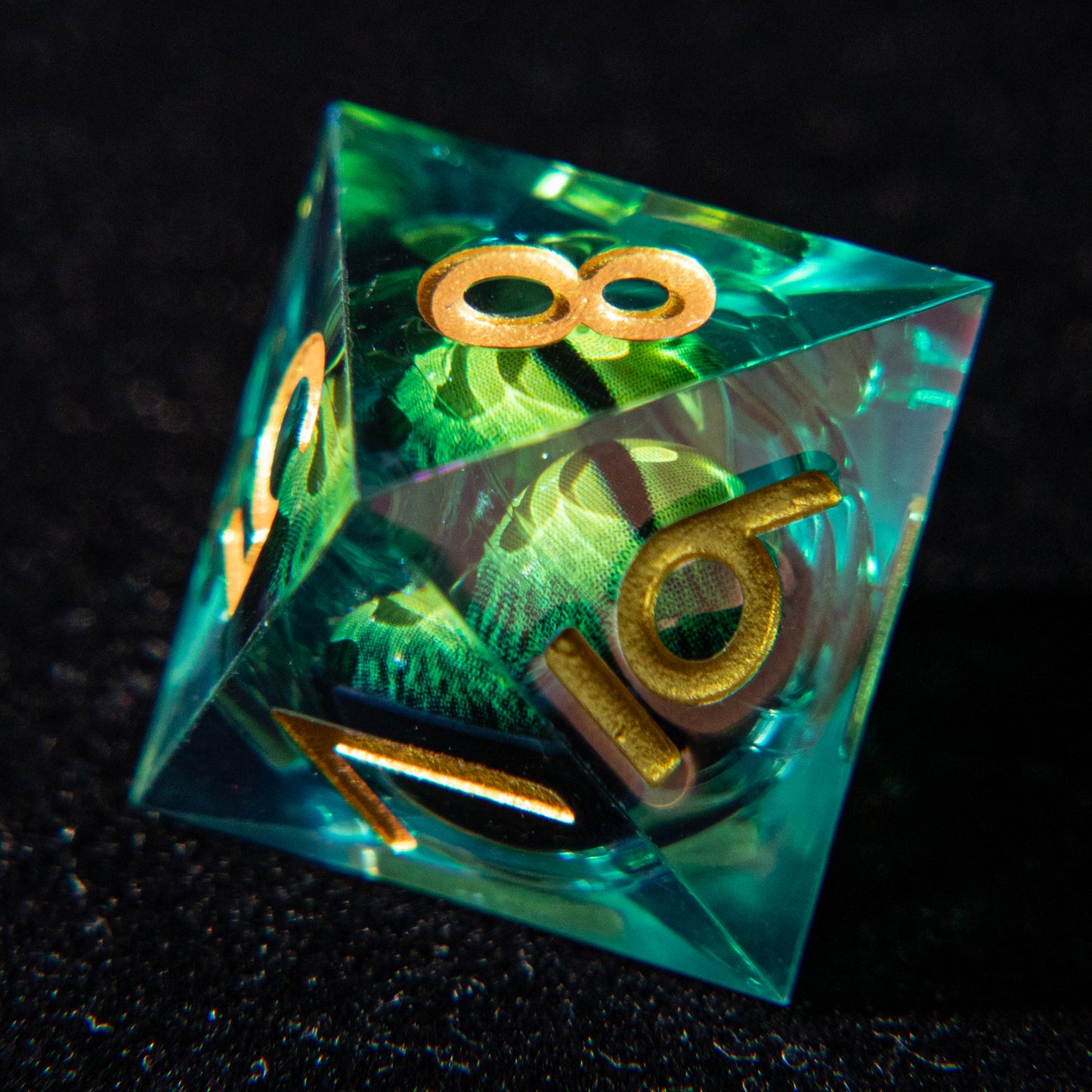D&D Multi-faceted Resin Dice Set  (Green Dragon Eye)