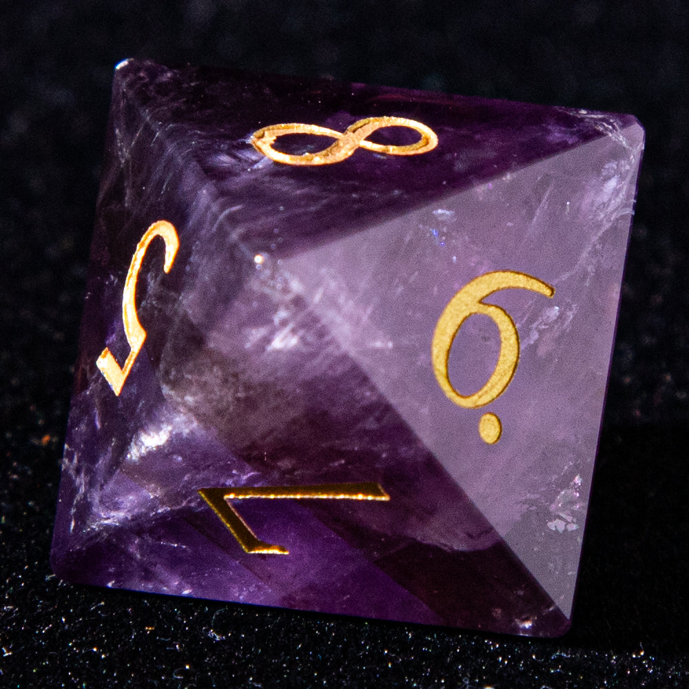 Sanseking D&D Amethyst Gemstone Engraved Dice Set Moon (Purple)