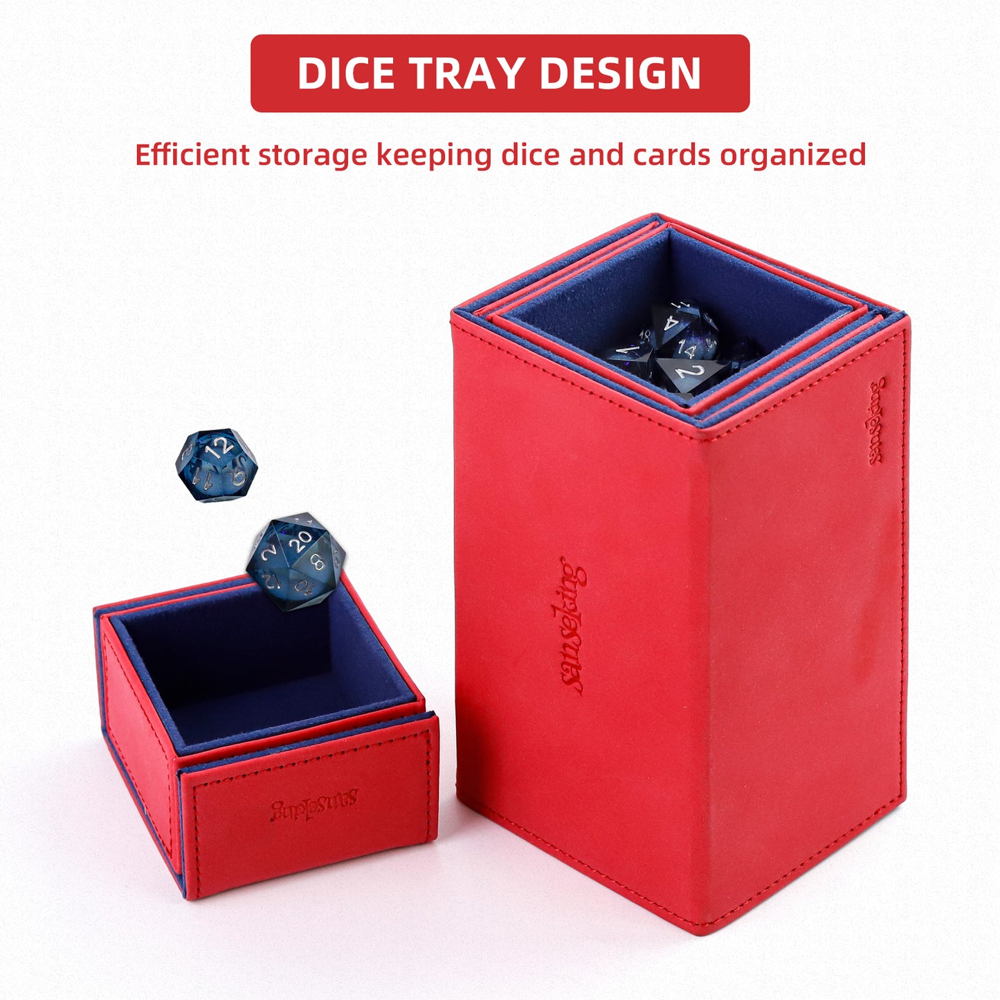 Sanseking TCG Commander Deck Box for MTG Commander Deck Box with Dice Tray Lamb Leather Tcg Deck Box Magic Commander Deck Box for MTG TCG CCG(Red)