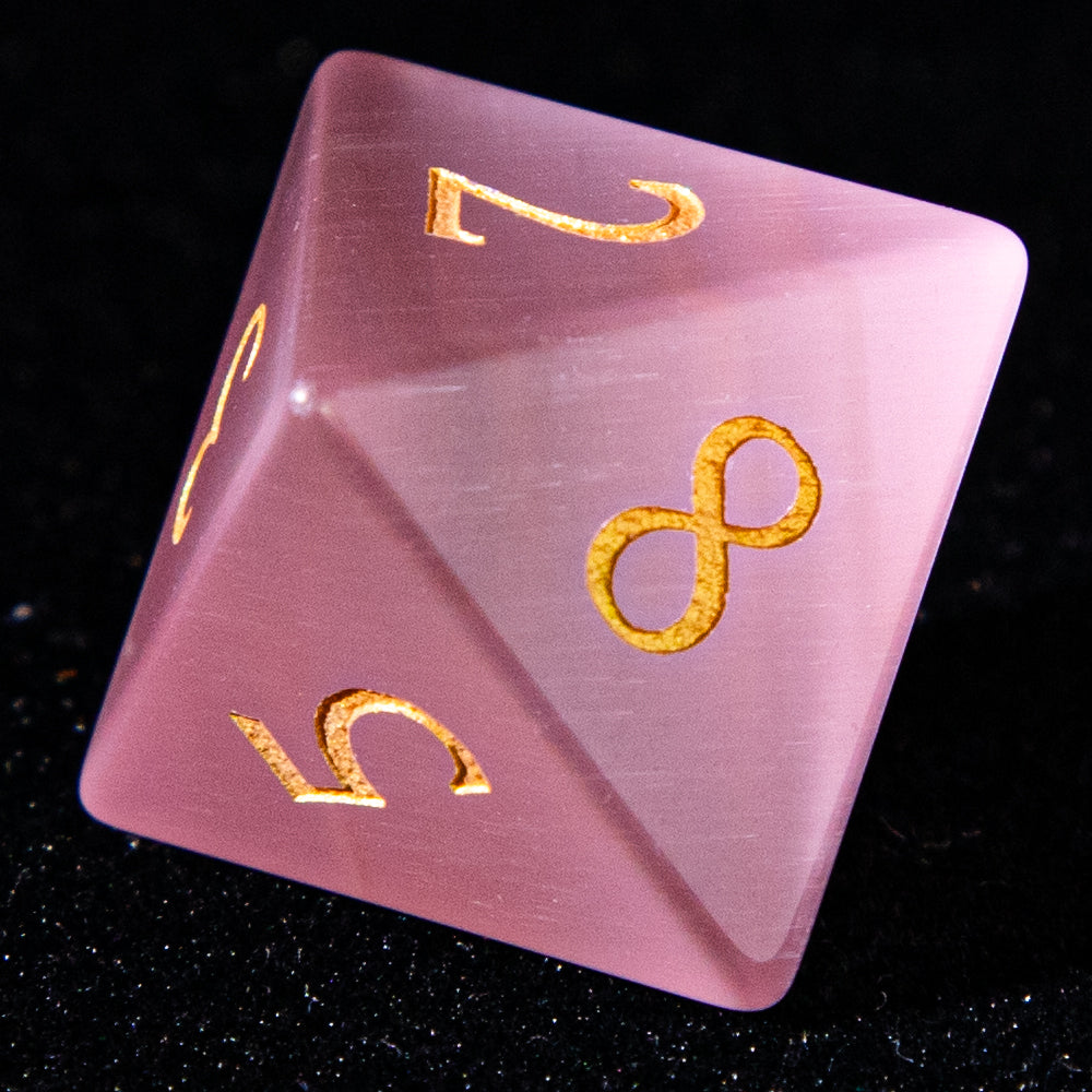 D&D Multi-faceted Gemstone Engraved Dice Set (Pink)