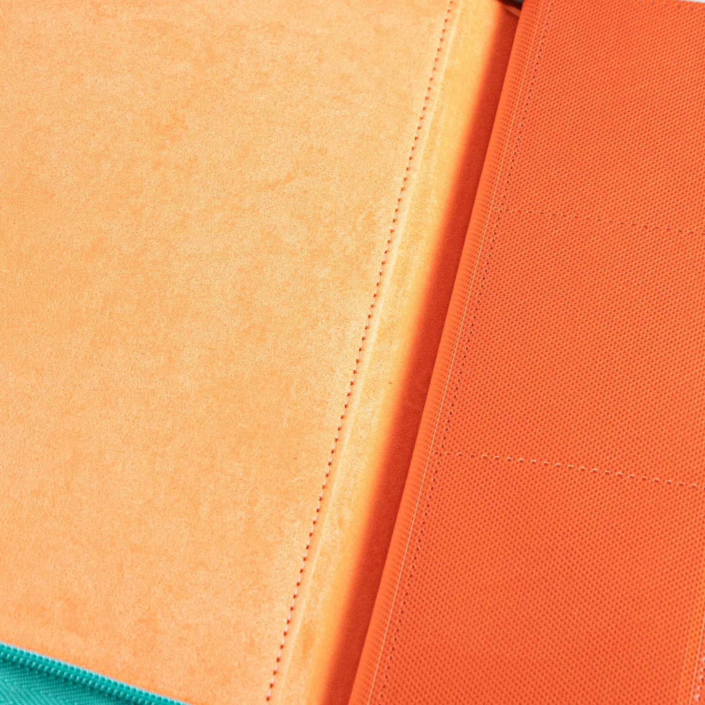 Coral Binder Series PU Leather Zipper 9-Pocket Coral Orange