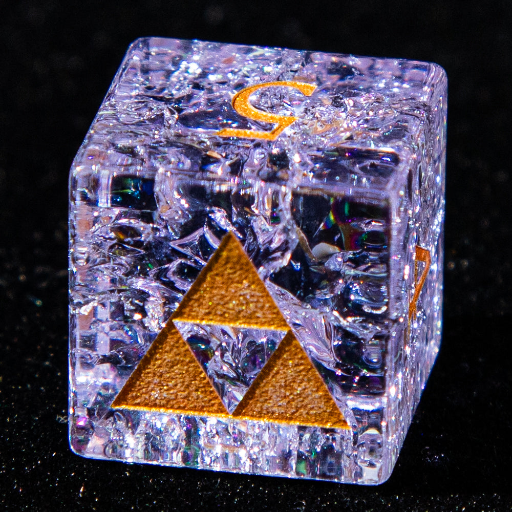 Sanseking D&D Internally fragmented Glass Engraved Dice Set (Purple)