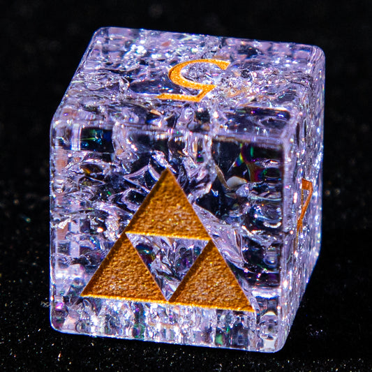 D&D Internally fragmented Glass Engraved Dice Set (Purple)