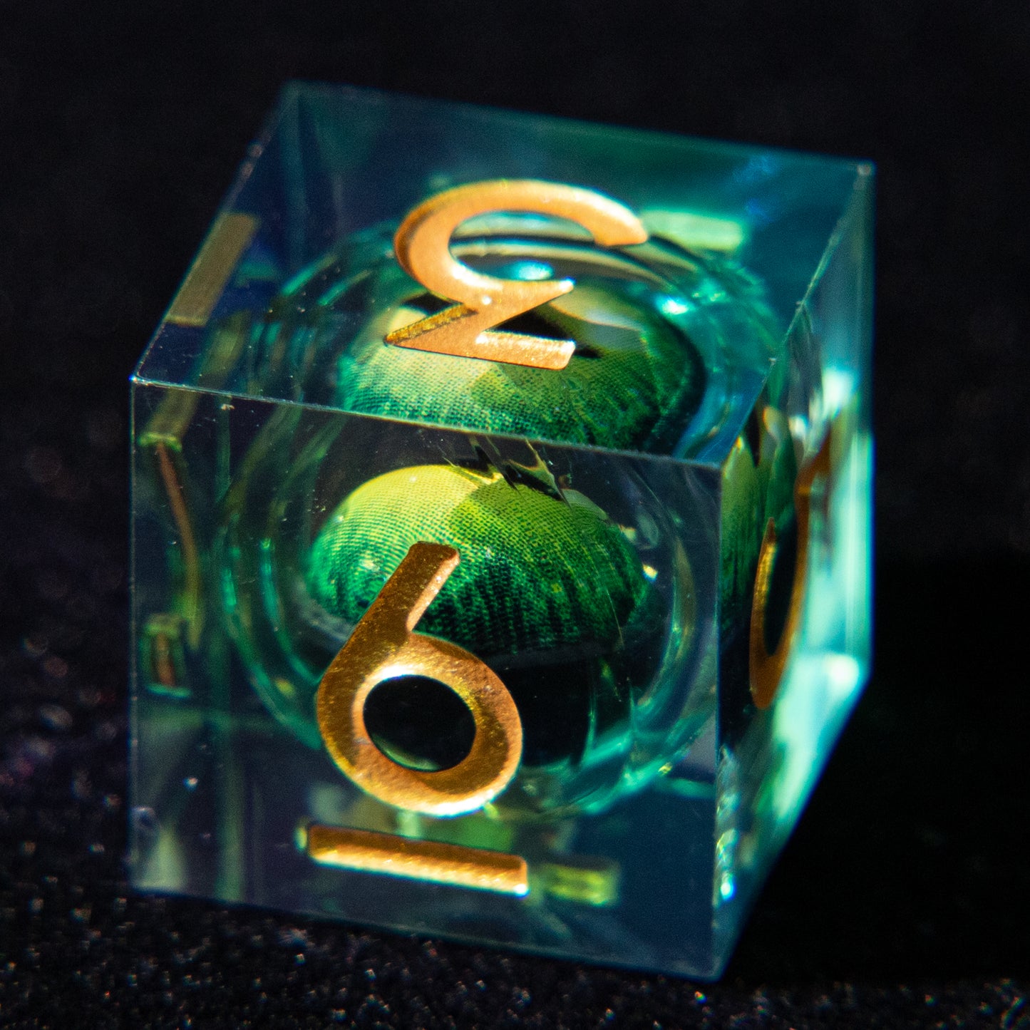 D&D Multi-faceted Resin Dice Set  (Green Dragon Eye)