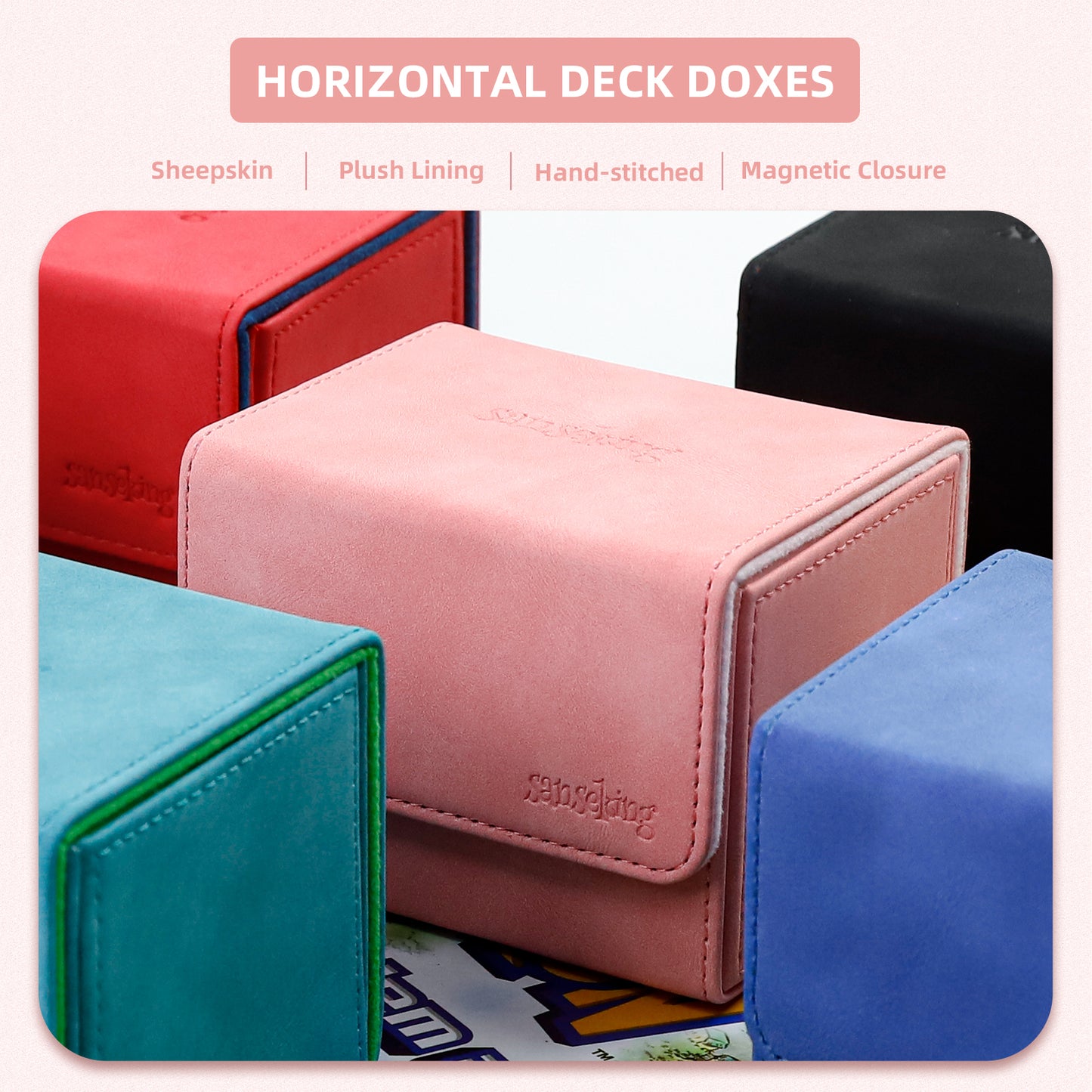 Sanseking Magic Card Deck Box for MTG (Horizontal,Pink)