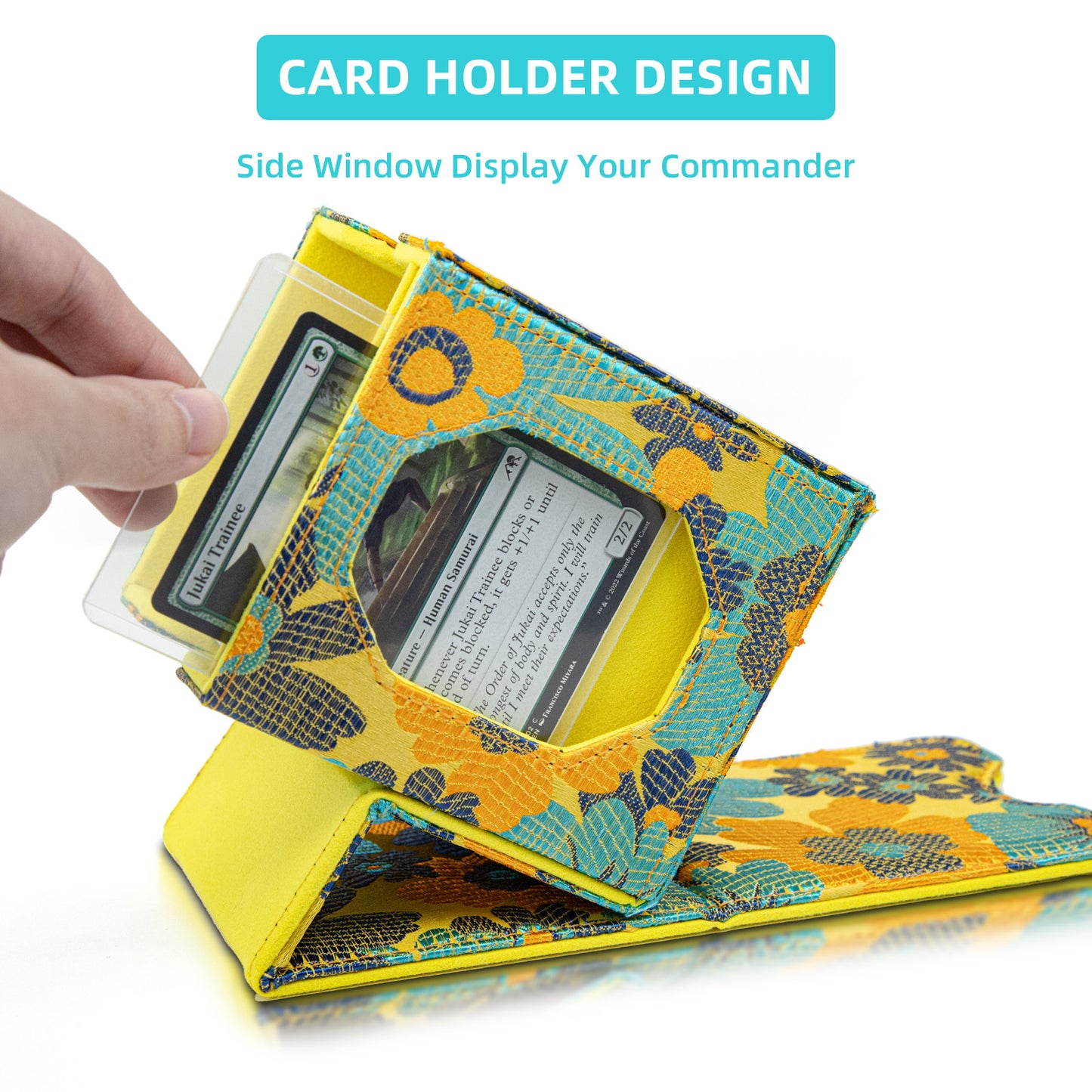 Sanseking Magic Commander Deck Box for MTG Trading Card Storage Box fits 100+ Double Sleeved Card Soft Satin Deck Boxes with Commander Display Window Magic Gift for FaB EDH Commander DND(Golden)