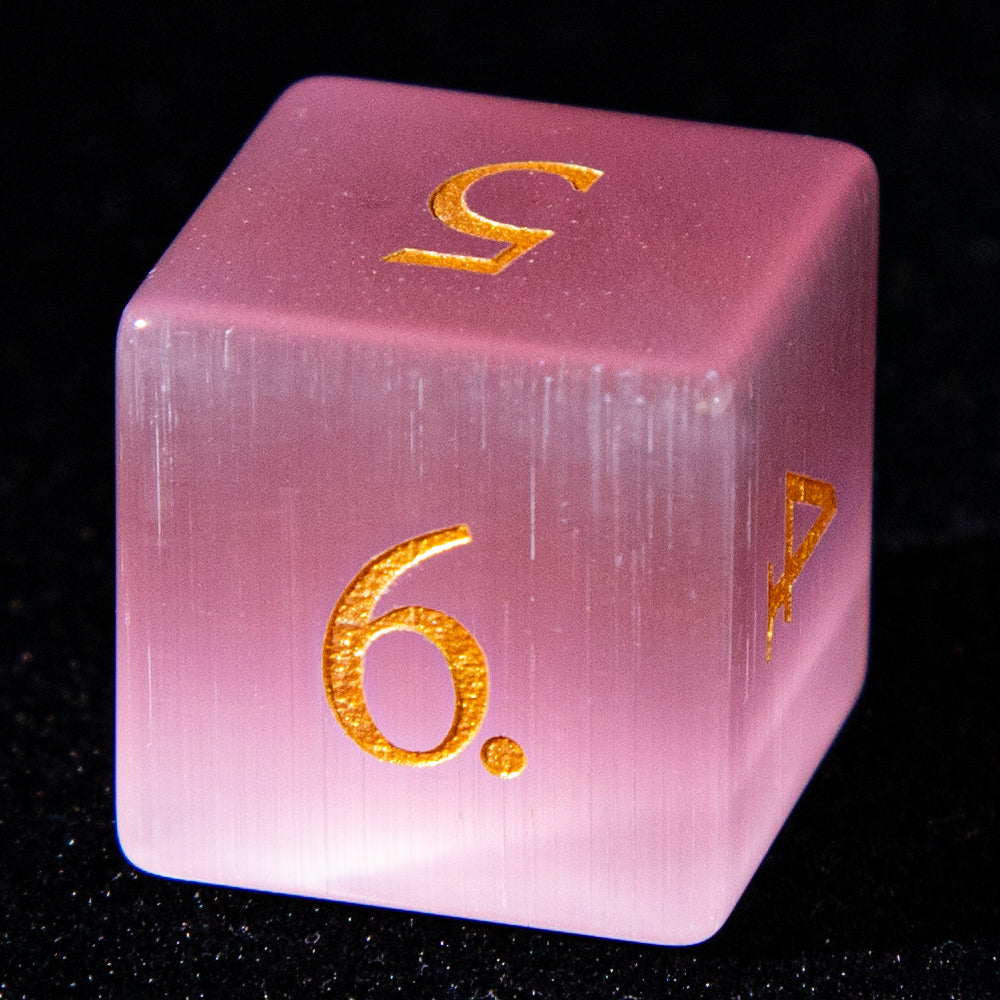 D&D Multi-faceted Gemstone Engraved Dice Set (Pink)