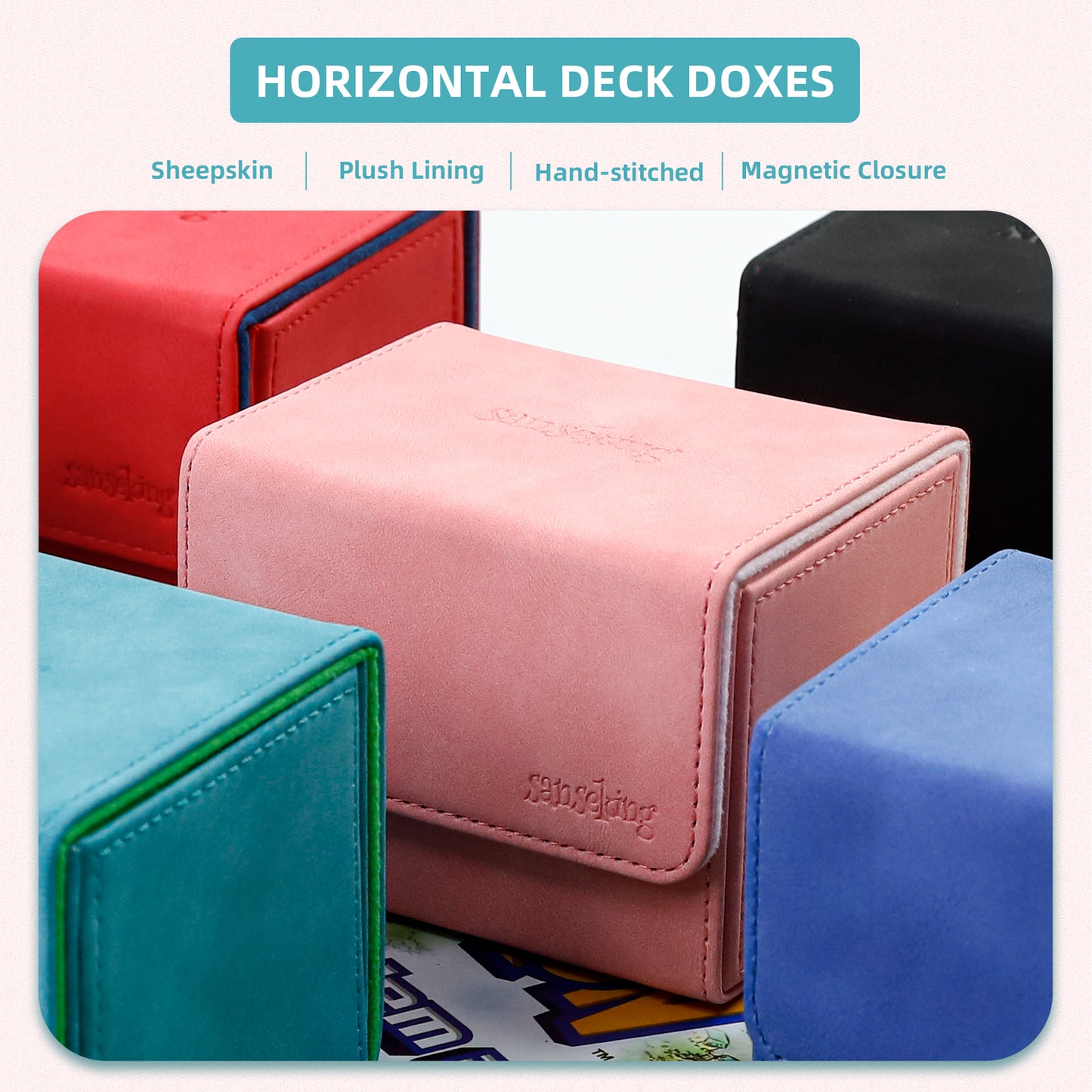 Sanseking Magic Card Deck Box for MTG (Horizontal,Cyan)