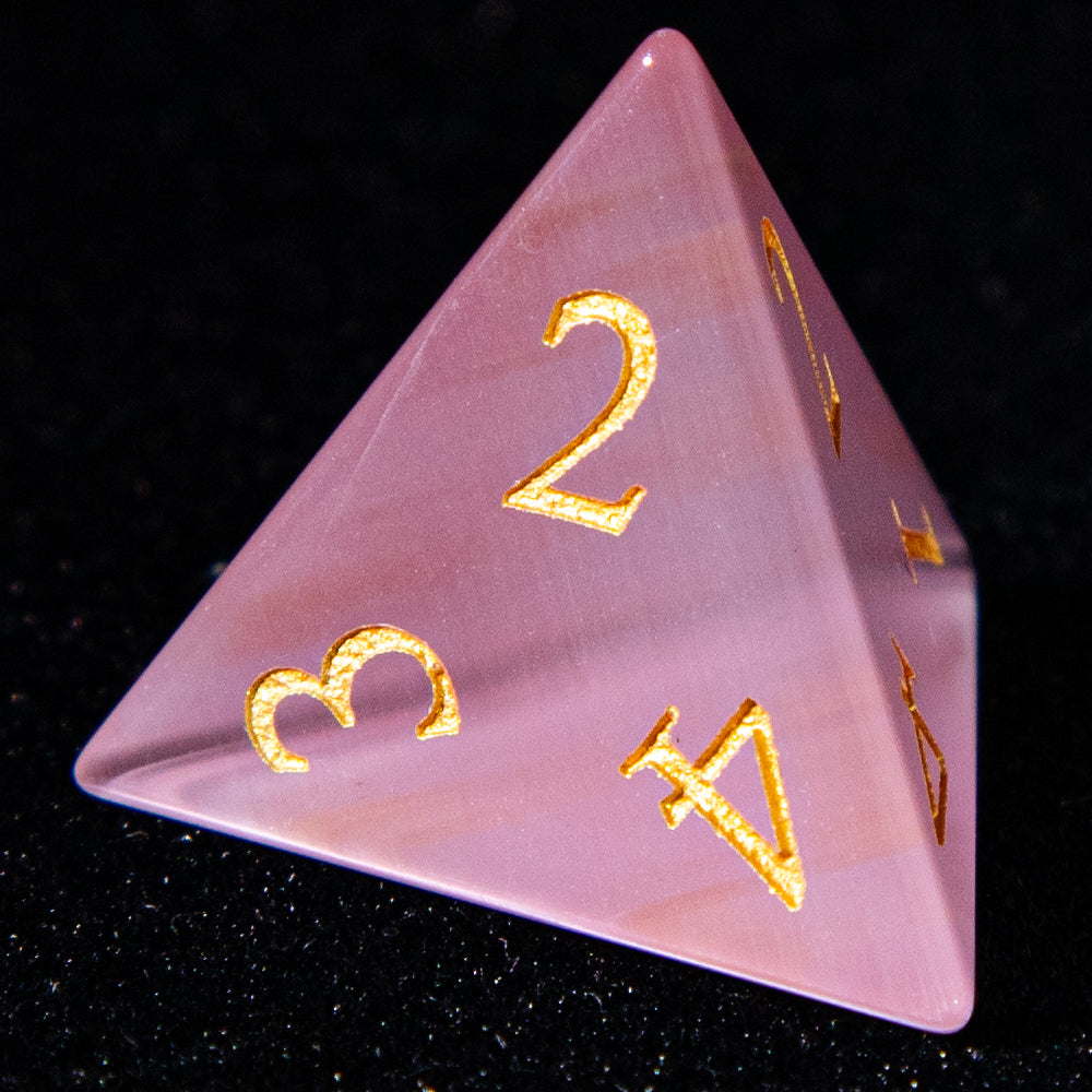 D&D Multi-faceted Gemstone Engraved Dice Set (Pink)