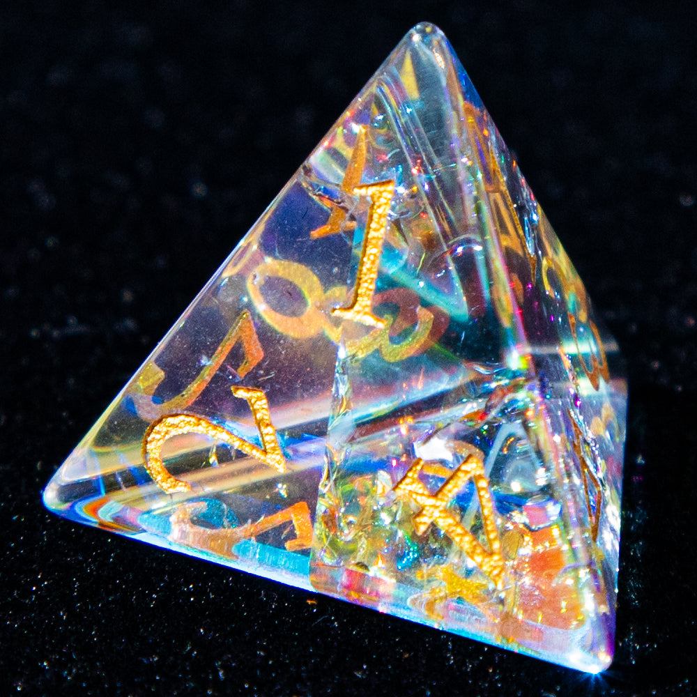Sanseking D&D Multi-faceted Prism Glass Gemstone Engraved Dice Set (Colour)