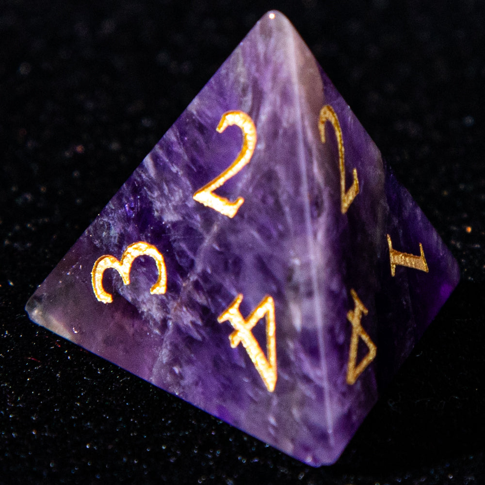 Sanseking D&D Amethyst Gemstone Engraved Dice Set Moon (Purple)