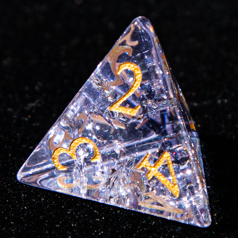 Sanseking D&D Internally fragmented Glass Engraved Dice Set (Purple)