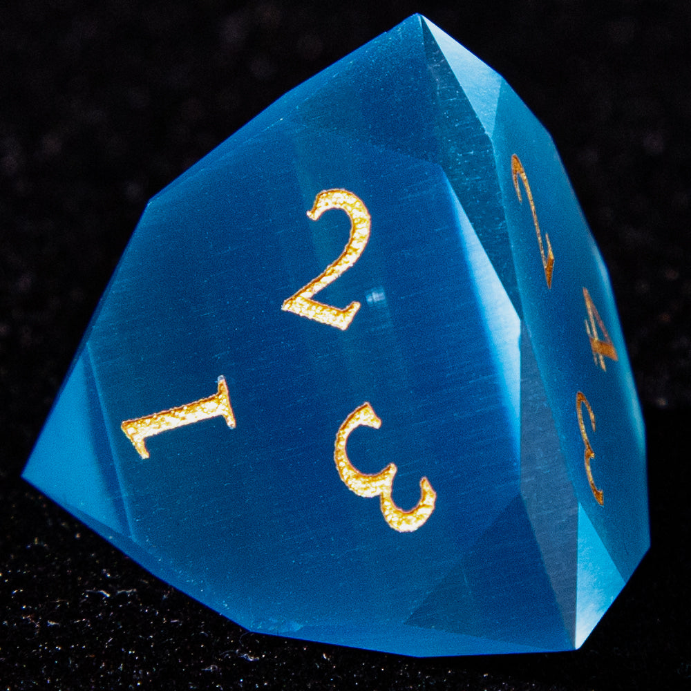 Sanseking D&D Multi-faceted Gemstone Engraved Dice Set (Bule)