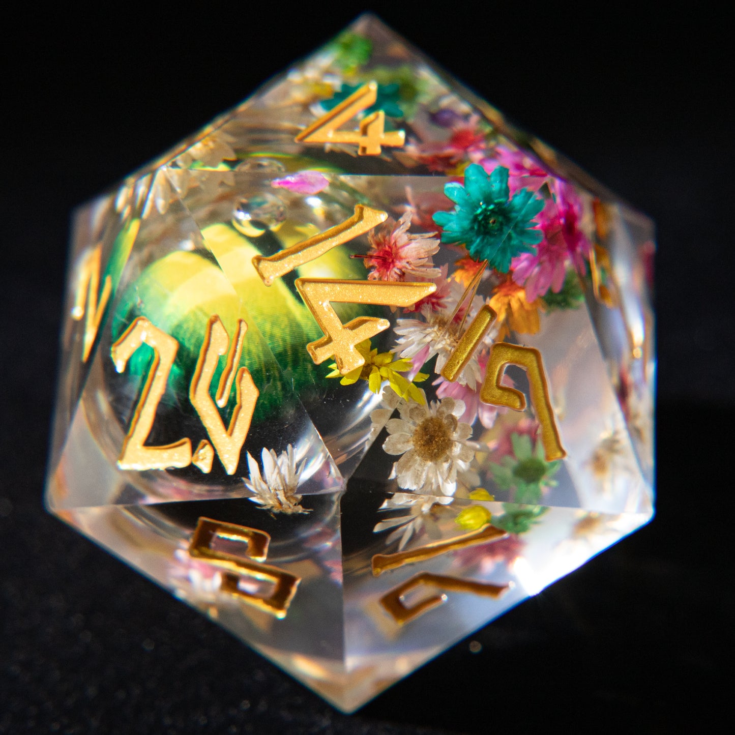 D&D Multi-faceted Single Resin Dice (Flower and Eye)